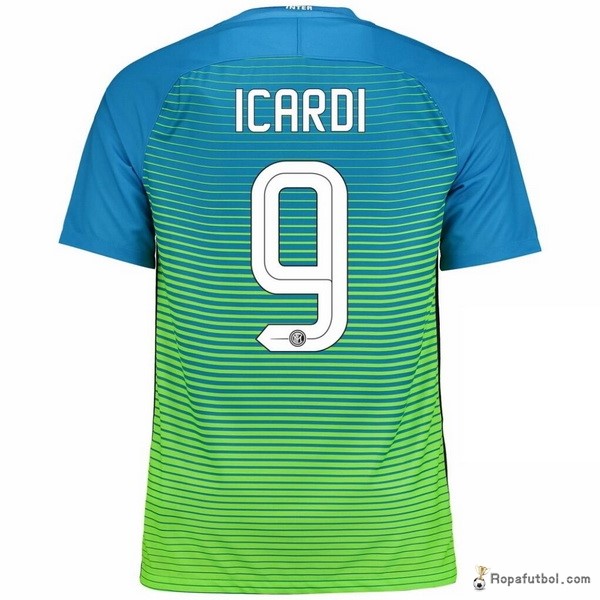 Camiseta Inter de Milán Replica Tercera Ropa Icardi 2016/17 Azul Verde